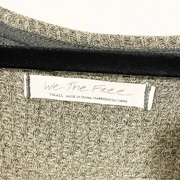 We the Free People Size Small Oversized Olive Green Waffle Thermal Scoop Shirt - Picture 4 of 5